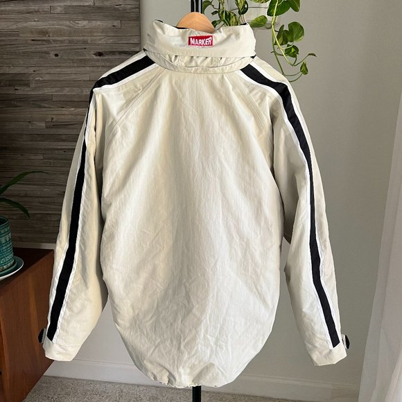 MARKER Off White with Red and Black Stripes Ski Snowboard Sporty Jacket Medium - Picture 2 of 14